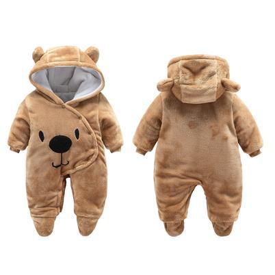 Newborn Winter Bear Jumpsuit Baby Clothing Girl Cartoon Clothes Boy Clothes Thickened Baby Jumpsuit