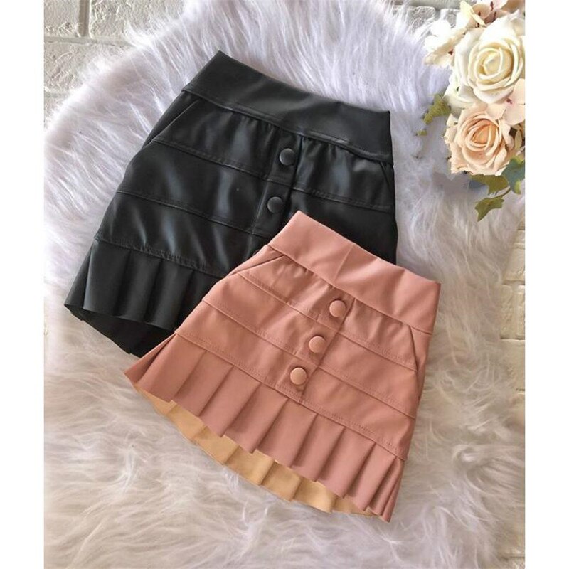 Geplooide rokken voor meisjes, effen minirokken met elastische taille, rokken met knopen, outfits, 1-5y zomerkleding voor kinderen