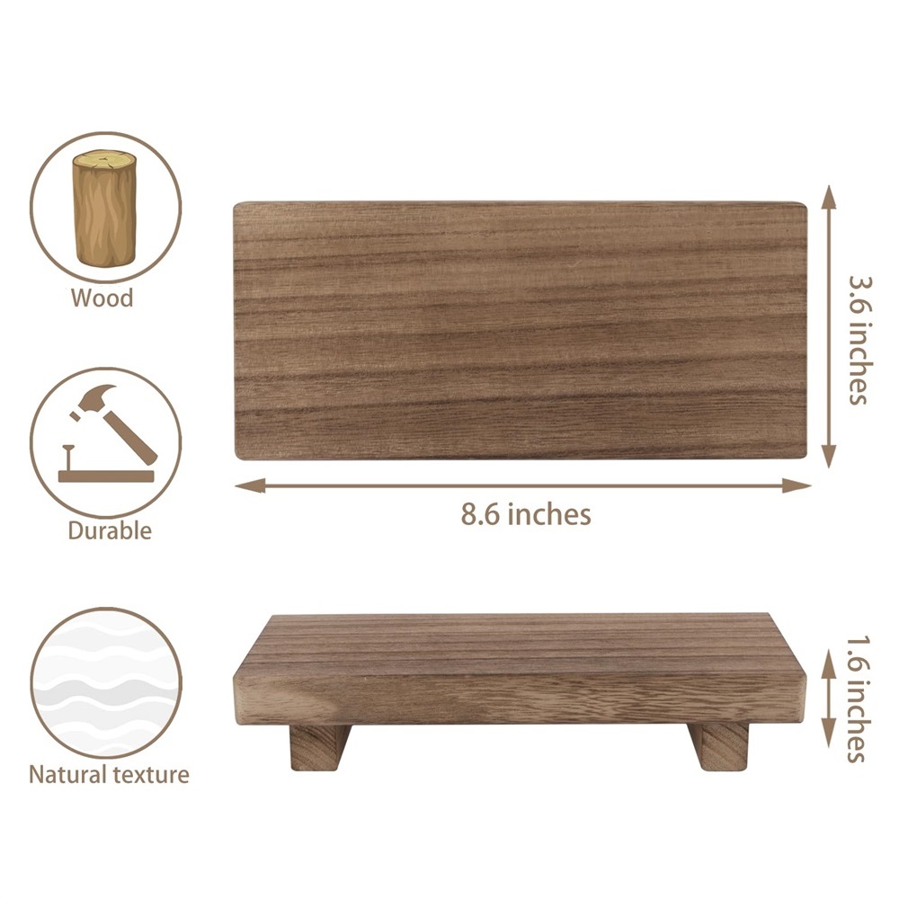 Tresokkelstativ for dekorasjon gårdshus 8.6 cm lite treforhøyer såpestativ fotbrett til stearinlys baderomsbenk