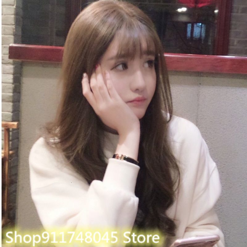 Korean-Style Wig Women's Long Curly Hair Air Bangs
