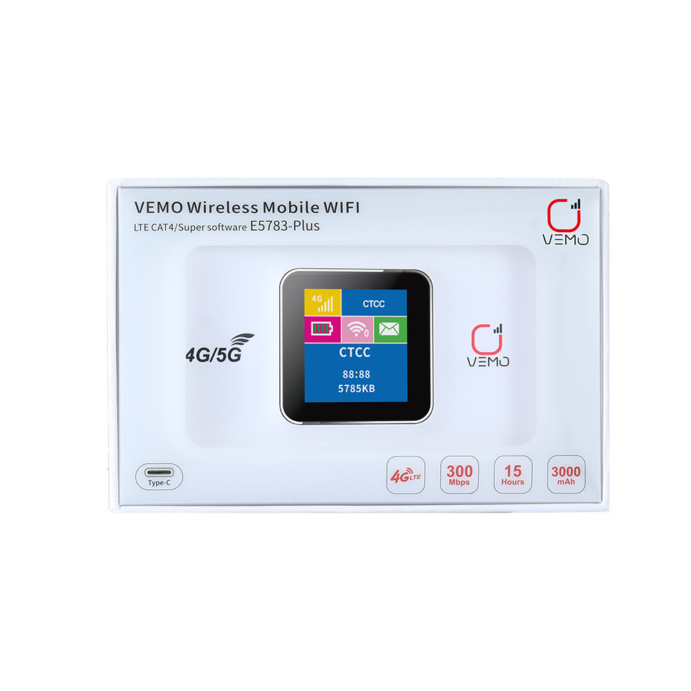 VEMO E5783-Plus 4G LTE wifi router wifi-6 300mbps 3000mAh battery LCD 4G LTE mifi router mobile wifi modem