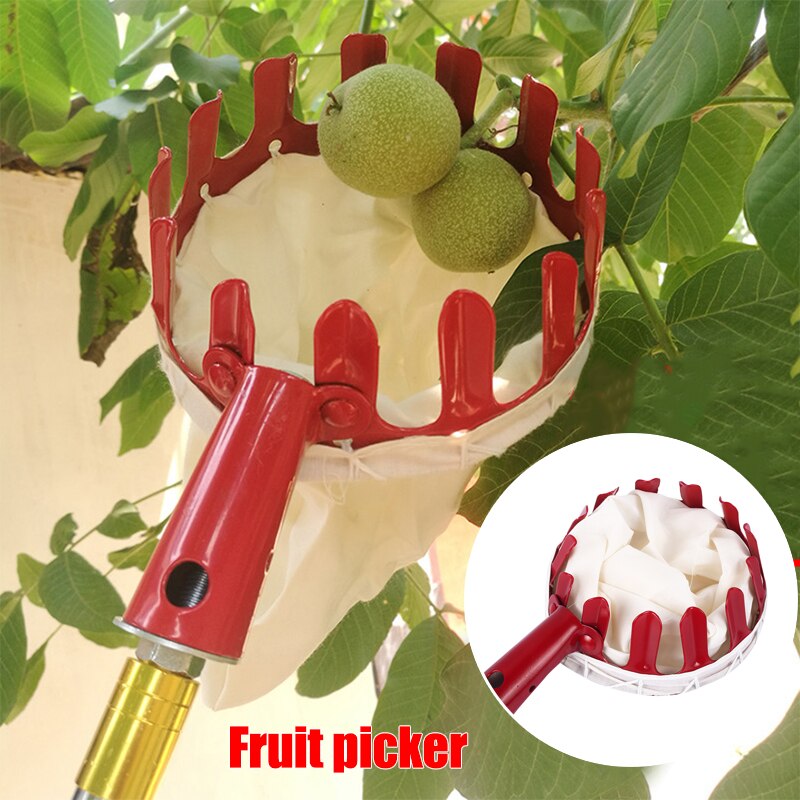 Fruit Picker Pruning Tools Red Metal Hand Tool Device Outside Portable Fruit Catcher Collector Without Pole Farm Yard