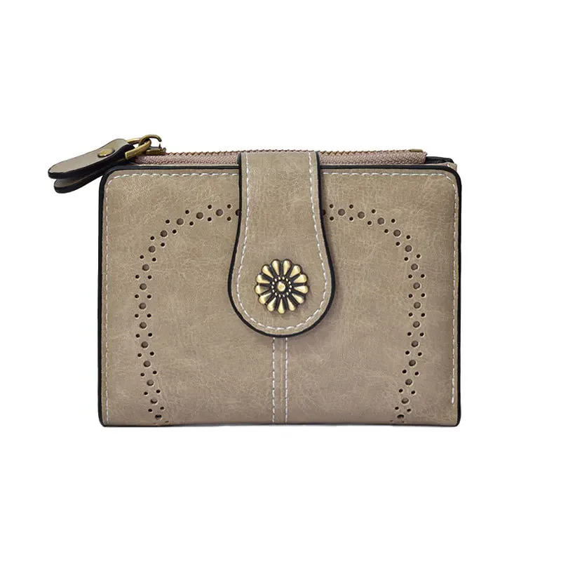 RFID Anti-Theft Retro Wallet for Women, Multi-Card Zipper, Zipper Buckle, Coin Wallet, Multi-functional Short Wallet: Ivoor