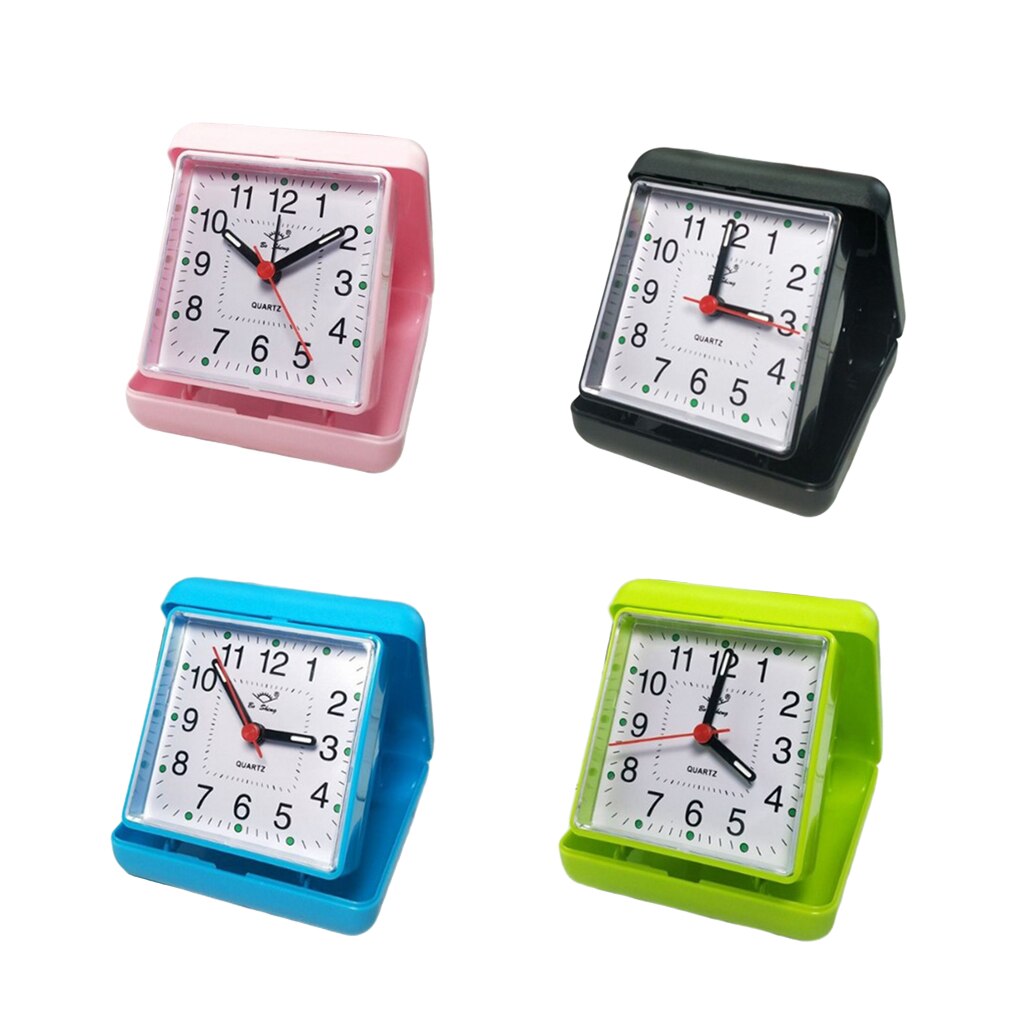 Reloj despertador de viaje analógico con batería pequeña, minidespertador cuadrado sencillo clásico, silencioso, No hace tictac y juego fácil