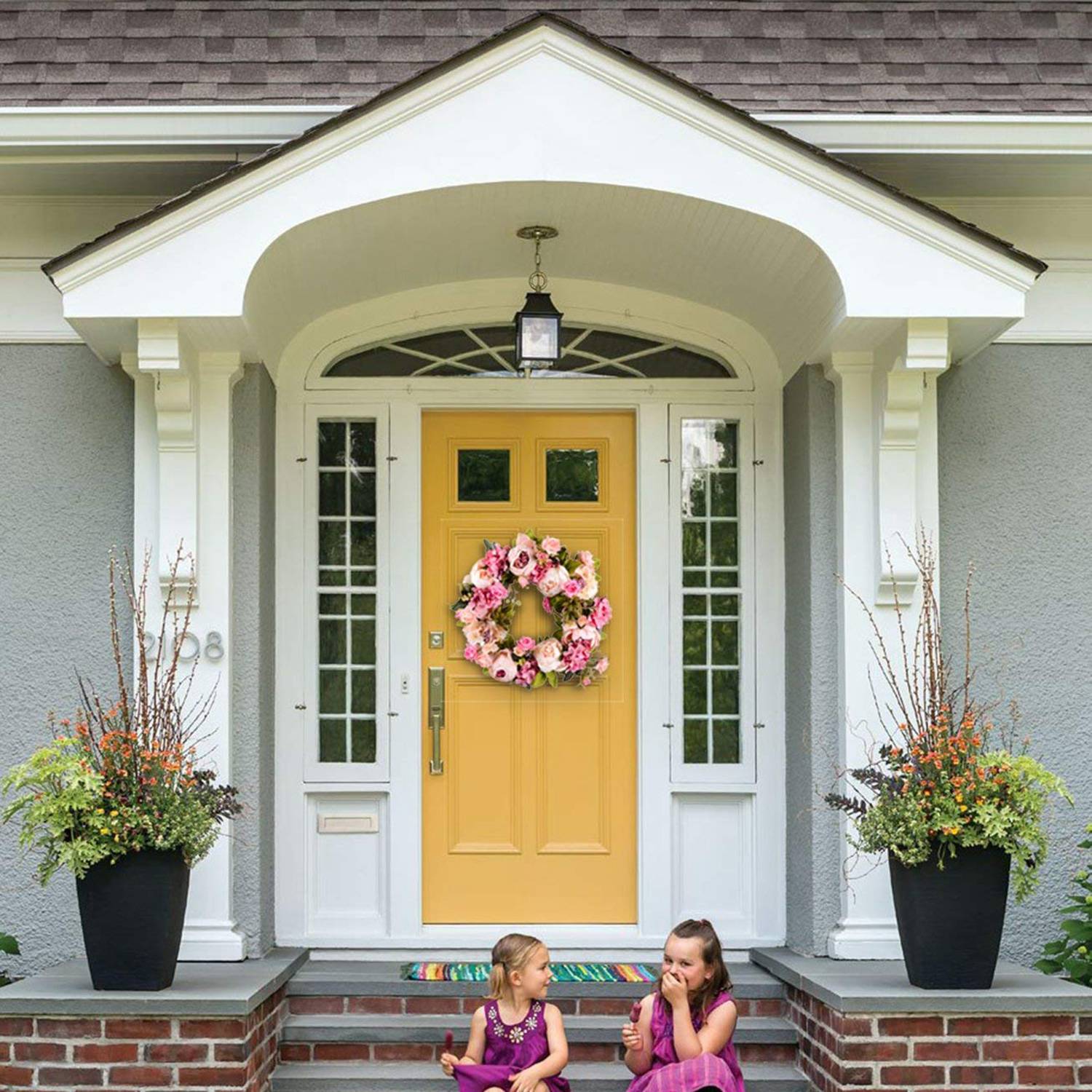 Sztuczny wieniec kwiatowy Peony16cal drzwi wiosna wieniec okrągły wieniec na frontowe drzwi, ślub, Dom dekoracje