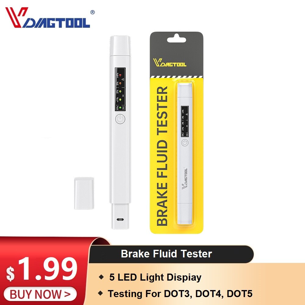 Auto Liquid Testing Brake Fluid Tester Pen 5 LED Indicator Display For DOT3/DOT4 Electronic pen Brake Fluid Oil Tester Digital