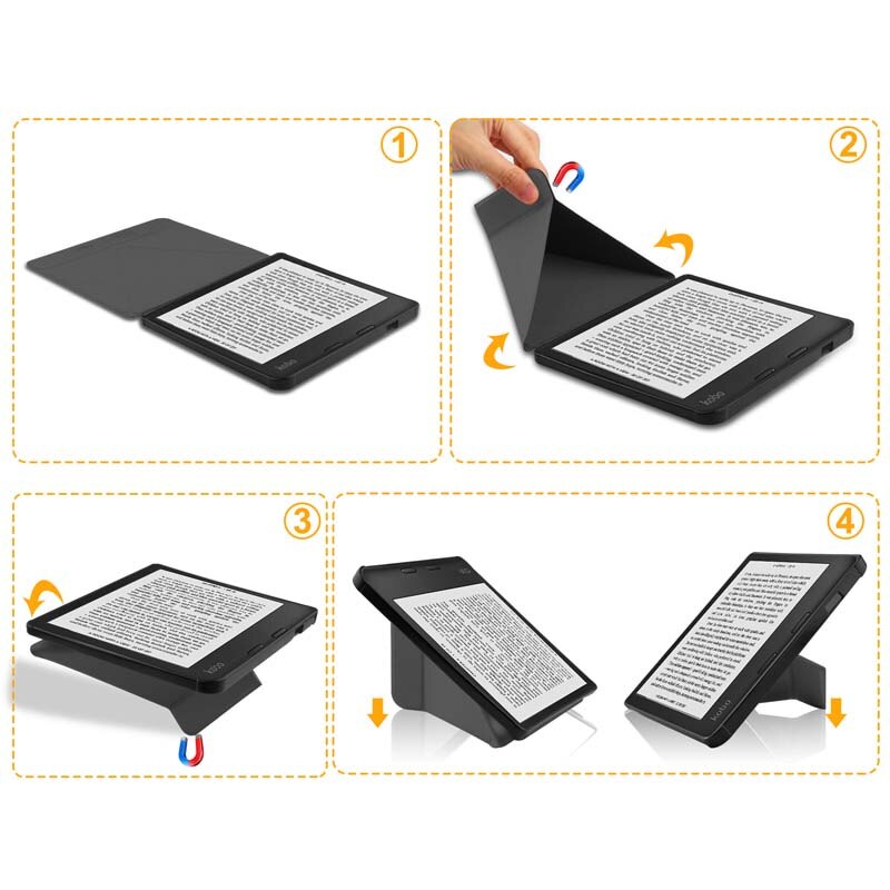 Funda con soporte Transform para Kobo Libra 2, cubierta suave a prueba de golpes, soporte para E-book de 7 pulgadas