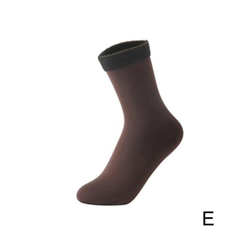 1 par invierno calcetines espesar lana de Cachemira calcetines de esquí de terciopelo sin costuras botas Calcetines: brown