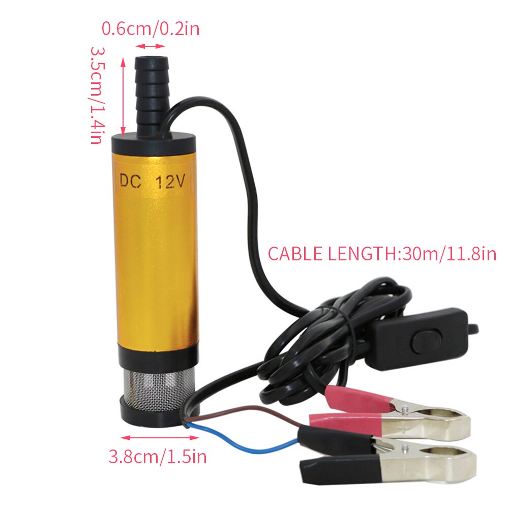 Portable Mini Electric Diesel Pump Fuel Oil Transfer Refueling 12V DC Stainless Steel Car Motorbike 2L/min Fuel Transfer Pump