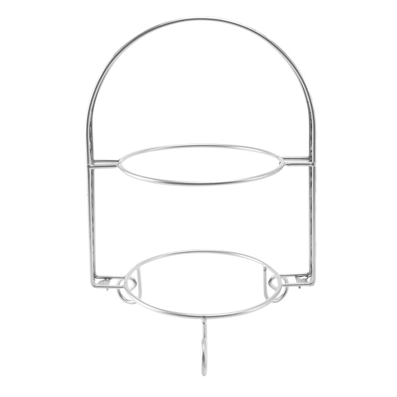 2X Metal Cake Stand Double-Layer Arch-Shaped Golden Fruit Dessert Rack Wedding Birthday Party Decoration Stand Silver