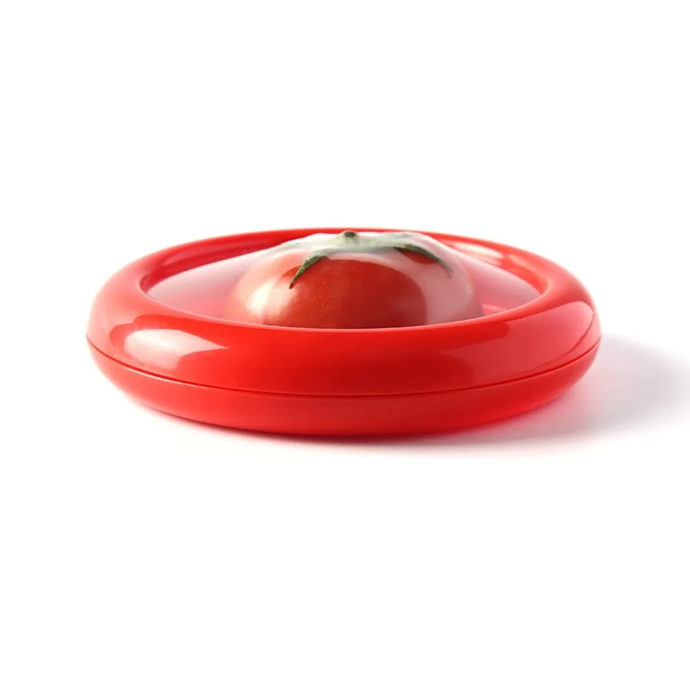 Lebensmittel Obst Gemüse Knoblauch Zwiebel Zitrone Orange Mais Saver Box Avocado Keeper Frischer Gläser Tomaten Lagerung Container Versiegelt Box: Rot
