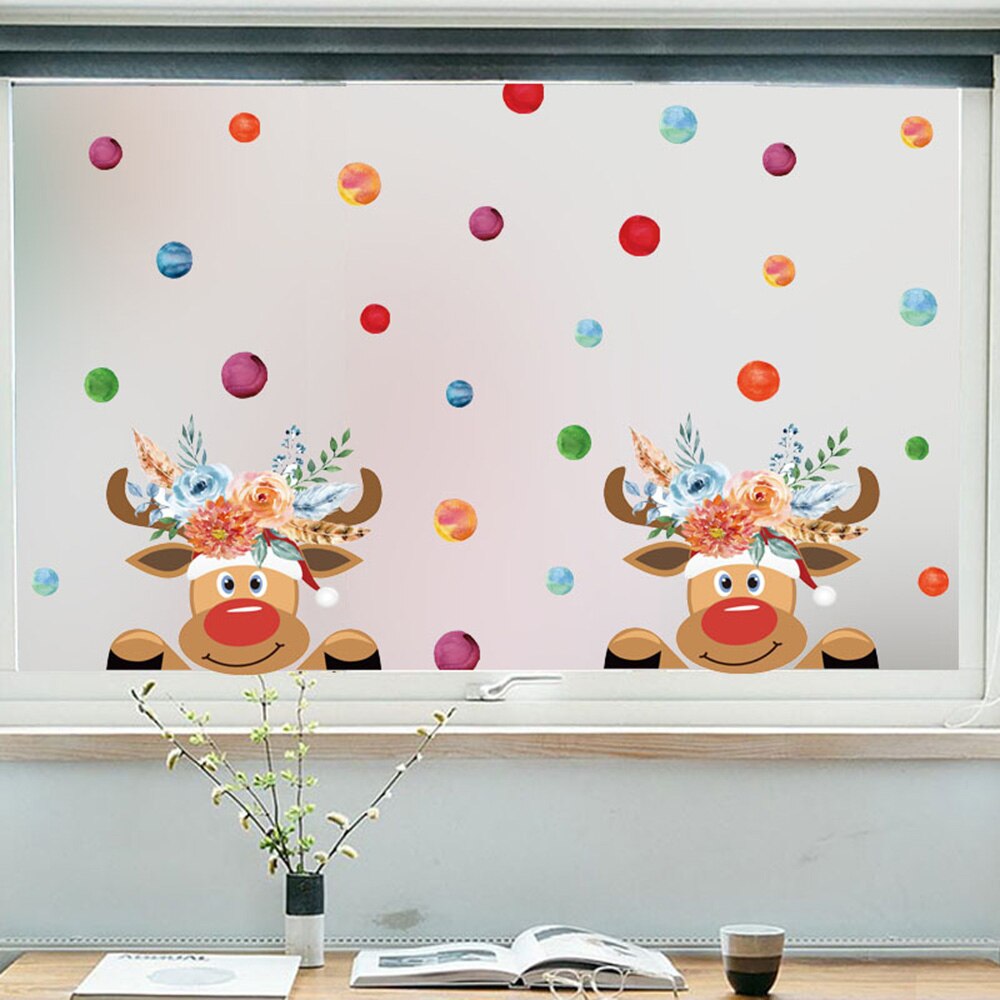 Window Sticker Christmas Static Stickers Decoration For Home Decor Elk Reusable