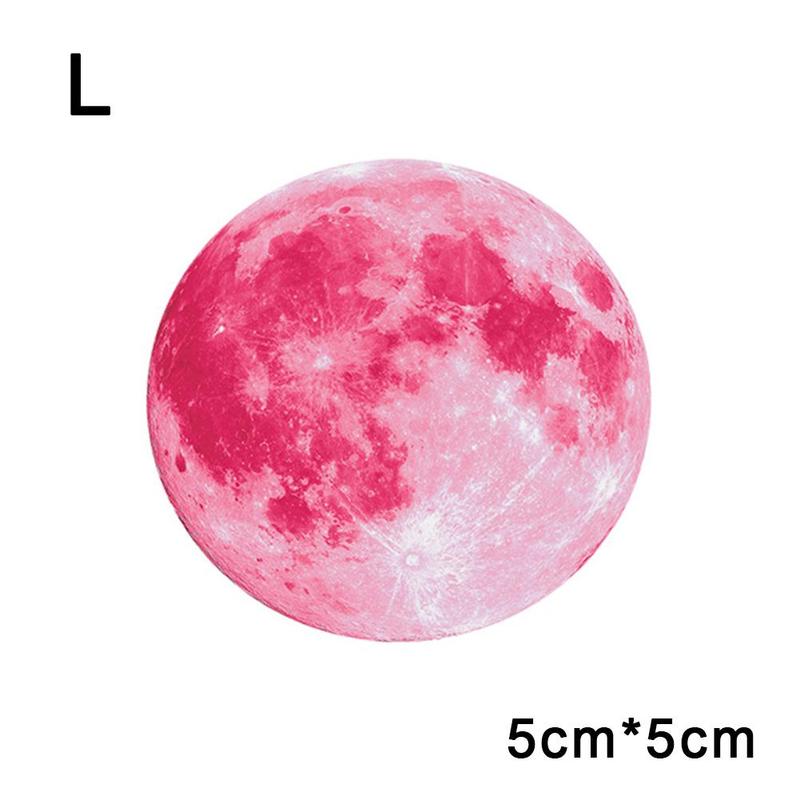 Ästhetische 3D Luminous Glow In The Dark Moon Wand Aufkleber Abnehmbare Dekoration Fluoreszierende Aufkleber Mond Wand Hause Zimmer: 5cm pink