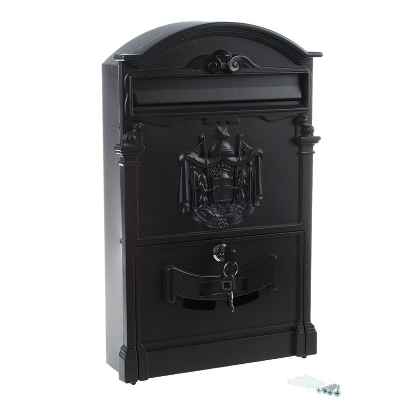 Heavy Duty Black Aluminium Lockable Secure Mail Letter Post Box Letterbox