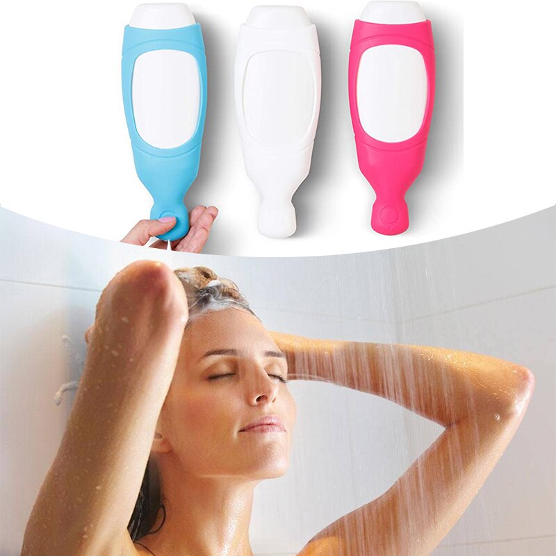 Shower Dispenser Shampoo Silicone Squeeze Bottle Organizer Wall Mounted with Hook Silicone Soap Dispenser Bath Accessories