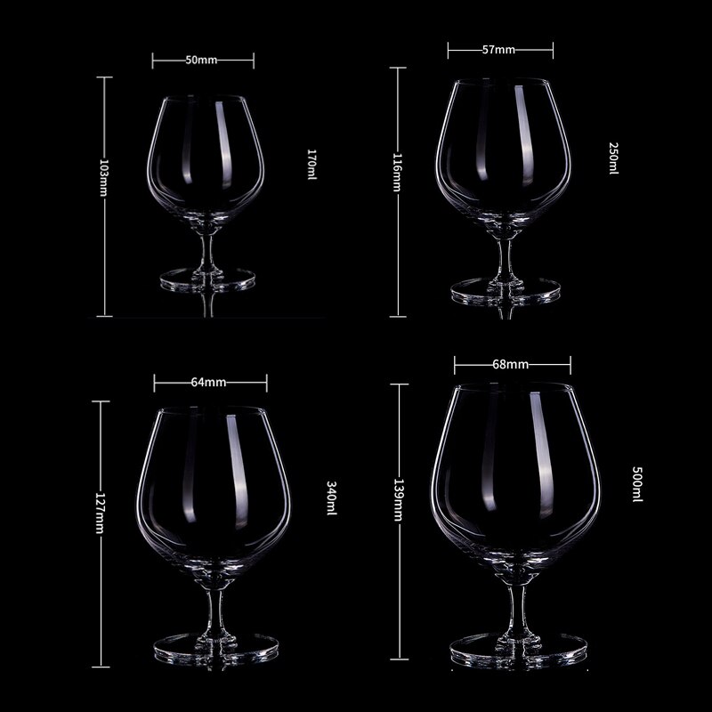 2/4 Pcs Brandy Glasses Clear Drinking Cups Crystal Small Lead-Free Wine Glass for Beer Liquor Wine Brandy Whiskey Bar Home Party