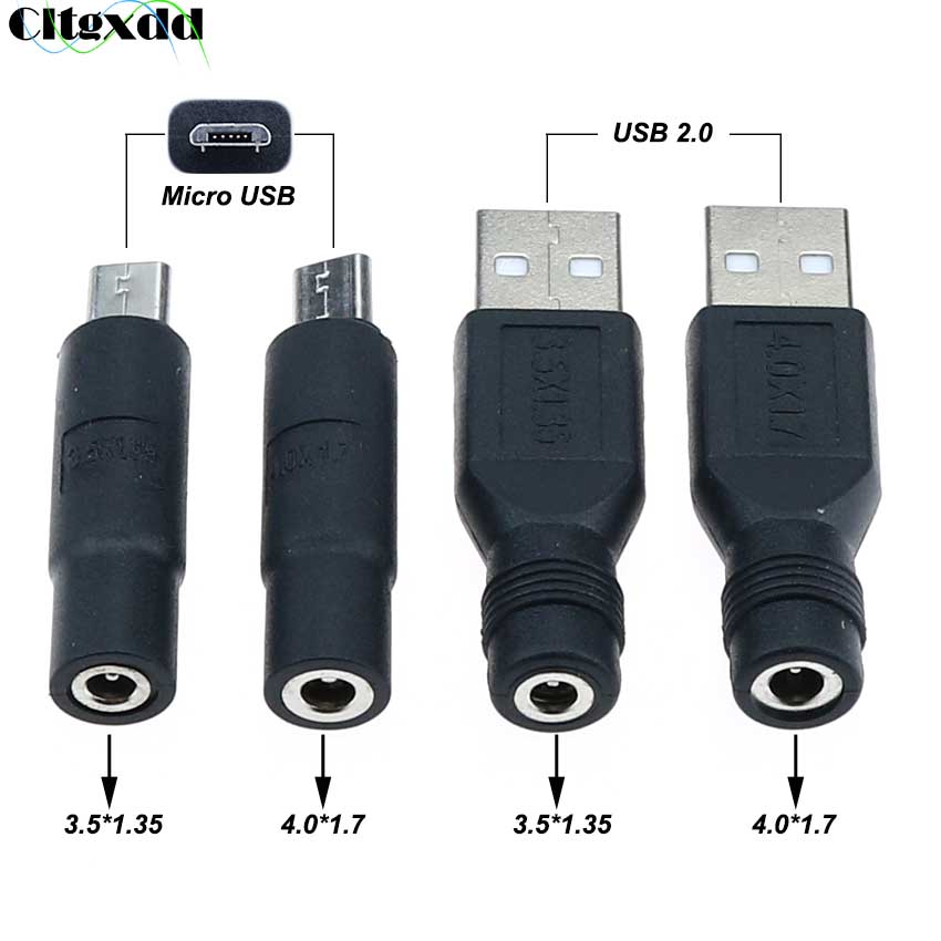 Cltgxdd 1PCS Micro USB / USB 2.0 Male to DC 3.5*1.35 / 4.0*1.7 mm Female Plug Jack Converter Laptop Adapter Connector