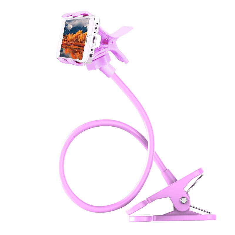 Universal 360 Rotating Flexible Arm Phone Holder Desktop Bed Lazy Tablet Clip Bracket Mobile Stand Support For iPhone Samsung: Purple