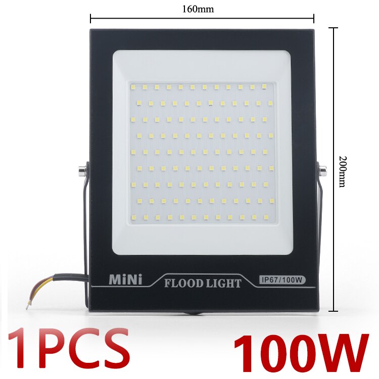 MiNi Spot light 200W 220v Flood Light LED Tempered glass Waterproof IP67 Thinnest Flood Lamp For Square 10W 20W 30W 50W 100W: 100W 1pcs / Warm White