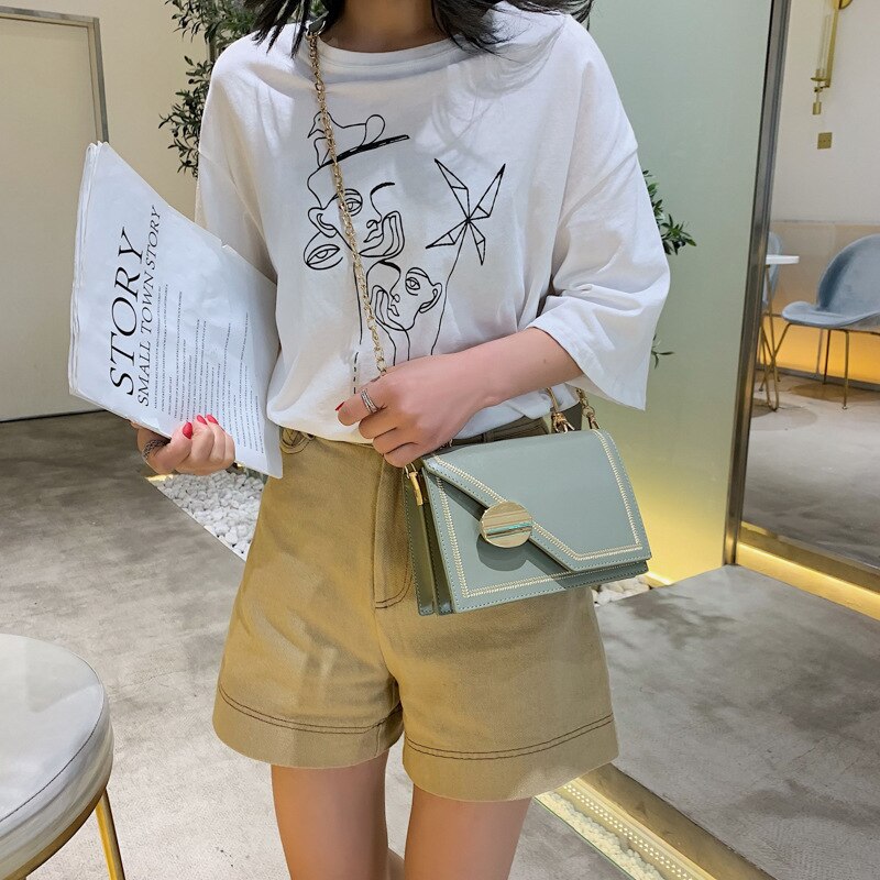 Petit sac à main en cuir PU pour femme, fourre-tout bonne , sac Messenger à serrure avec chaîne à bandoulière de styliste, nouveauté été