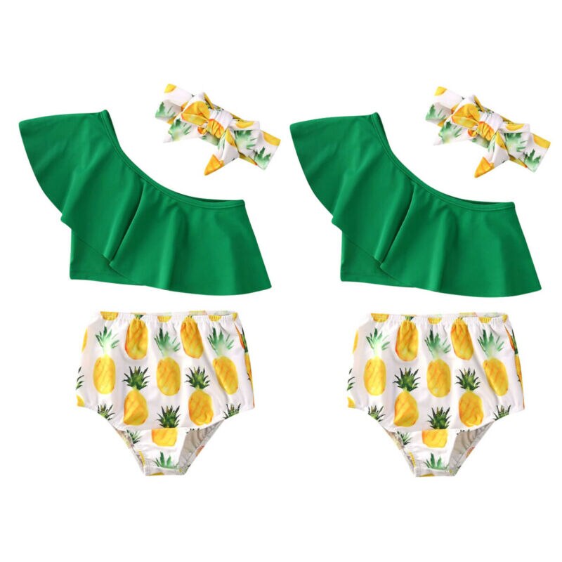 Beachsissi Dames hoog getailleerd badpak stropdas schouder tweedelige bikini strepen print ruches schattige tankini sets, Kokosnoot, L