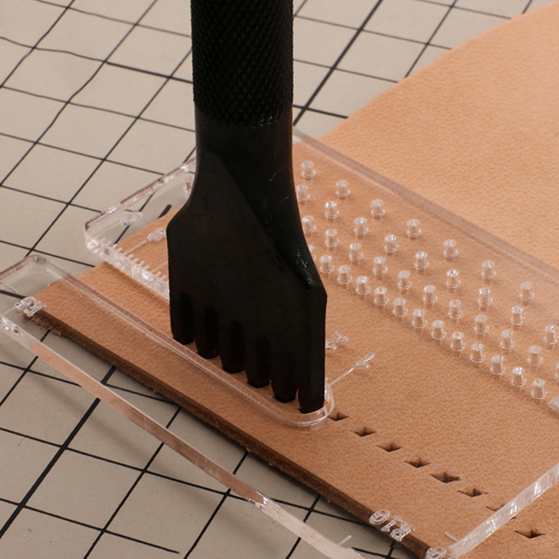 1pc With scale Acrylic Plate DIY Hand Perforated Round Stitching Punch Tools For Helping Leather Hole Punch