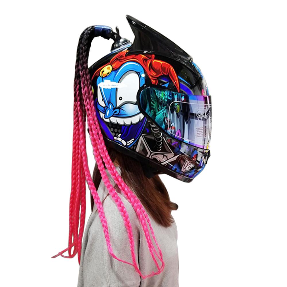 Casco para motocicleta, trenza con ventosa, trenza de cola de caballo, trenza todoterreno, casco de trenza sucia para motocicleta, decoración estilo punk Twist hairstyle