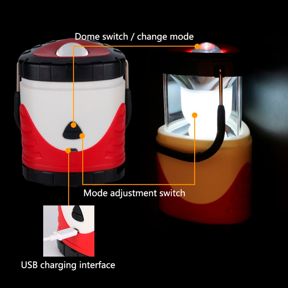 Draagbare Oplaadbare Outdoor Camping Lantaarn Tent Licht Lamp Multifunctionele Kleur Veranderen voor Wandelen Vis