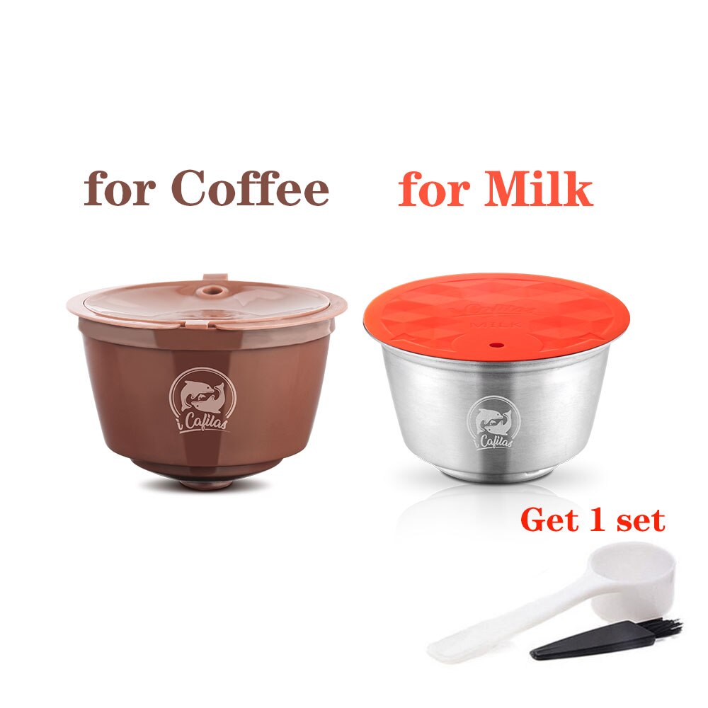 Reusable Coffee Capsule Nescafe Dolce Gusto Plastic Coffee Filter With Milk Foam Capsule Stainless Steel Dolci Gusto Aeroccino: coffee milk capsule