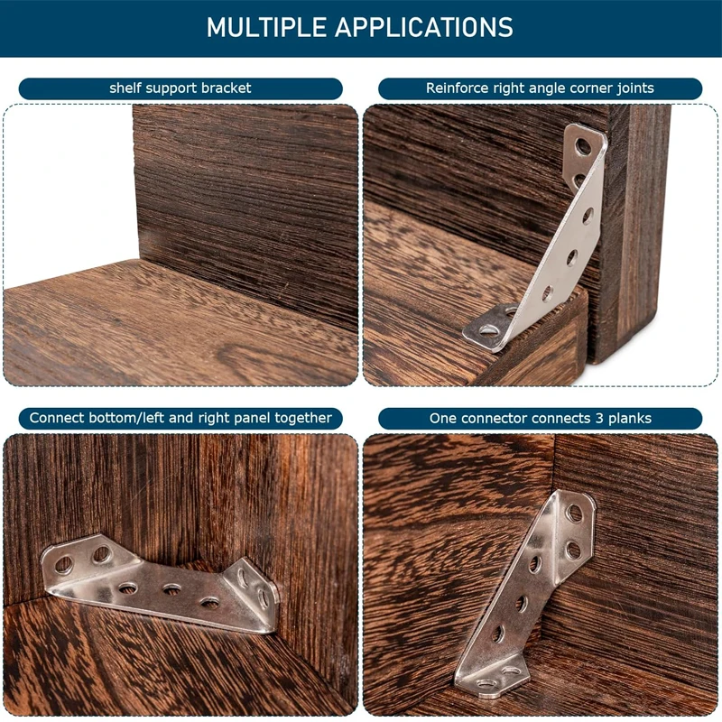 Juego de 10/1 soportes de esquina, conector de estante angular para muebles de acero inoxidable, soporte de gabinete, marco de fijación, soporte de esquina con tornillo