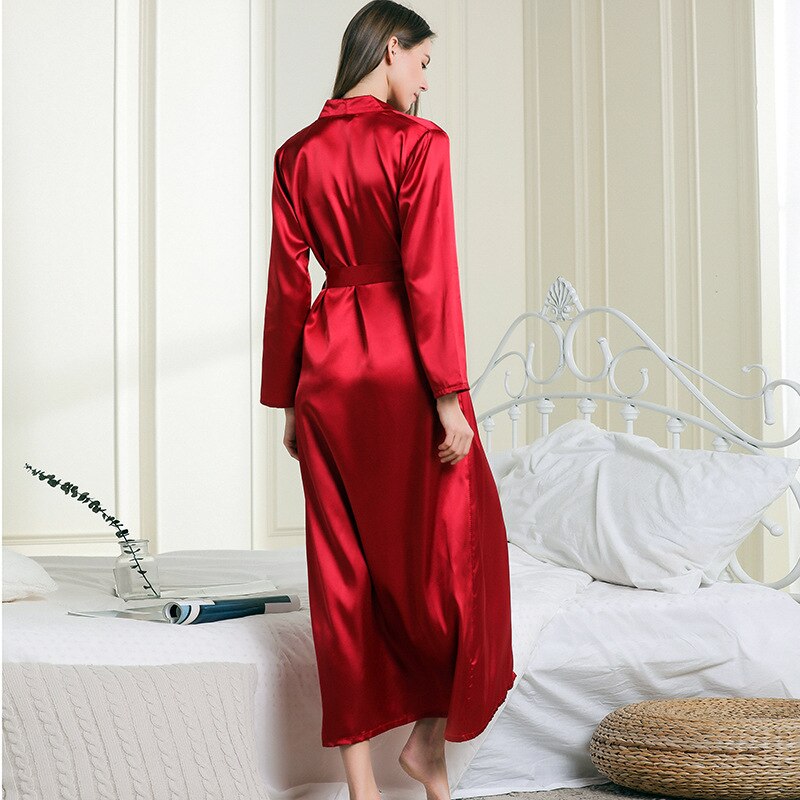 Lange Satijnen Zijden Gewaden Voor Vrouwen Zomer Kimono Nachtkleding Sexy Badjas Elegante Partij Bruiloft Badjas Homewear