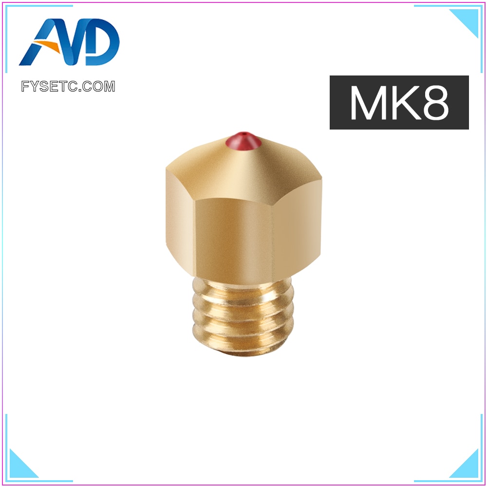MK8 Ruby Nozzle 1.75mm Nozzles 0.4mm High Temperature Ruby MK8 Nozzle For PETG ABS PET PEEK NYLON PRUSA I3 ENDER CR10 Hotend