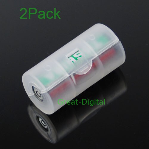 2x aa till c storlek batteri omvandlare adapter adapterfodral