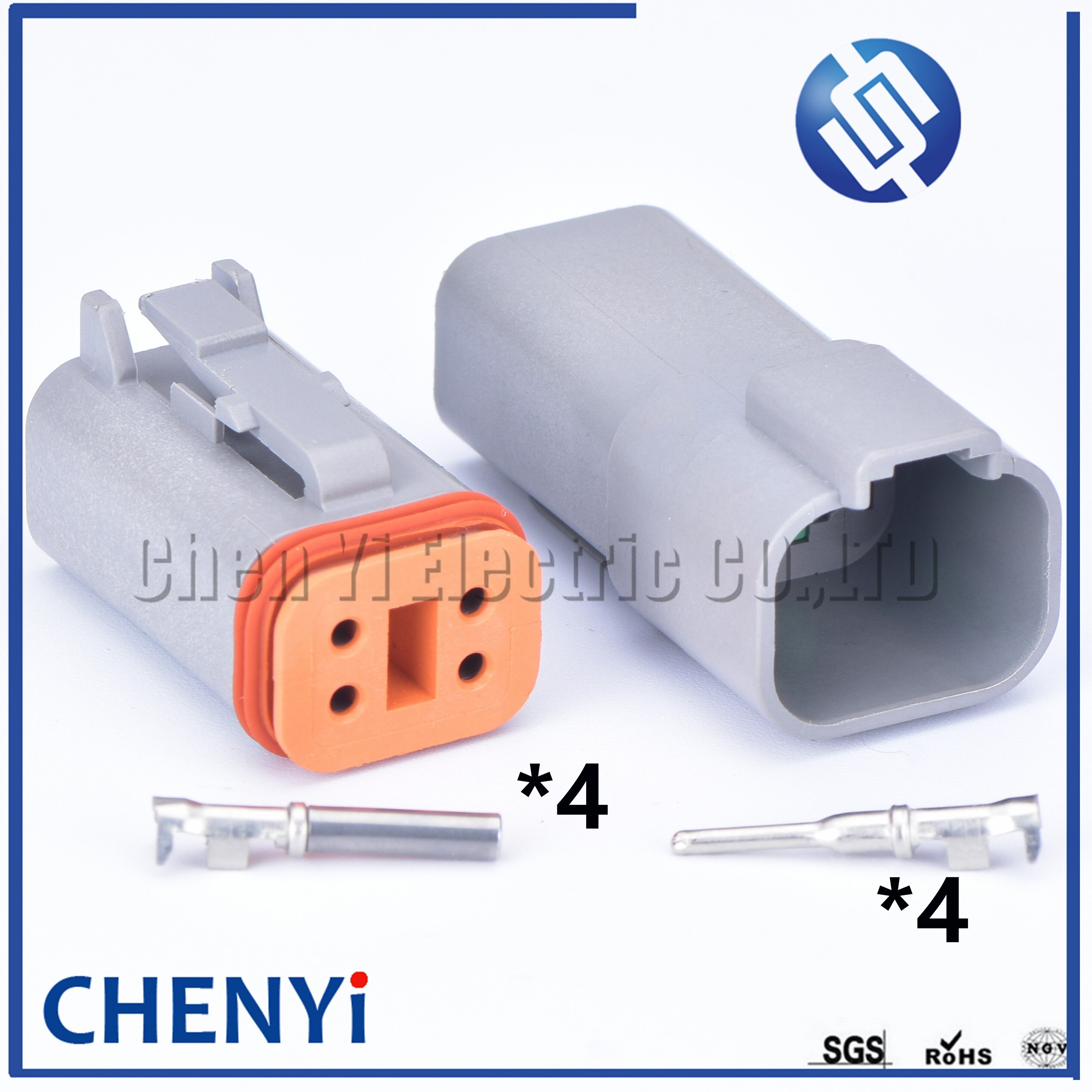 Deutsch DT connector DT06-2S/DT04-2P/DT06-3S/DT04-3P/DT06-4S/DT04-4P 6P 8P 12P Auto Waterproof Connector Automotive Sealed Plug: 4P
