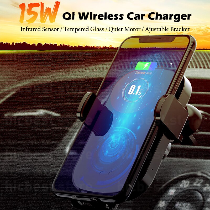 15W Qi Draadloze Oplader Auto Telefoon Houder Voor Samsung S21 S20 Ultra S10 S9 Inductie Oplader Auto Mount Voor iphone 12 11 Pro Max 8