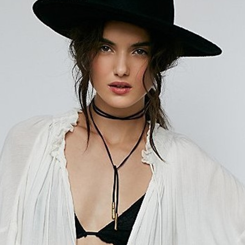 Gargantilla de cuero de imitación para mujer, collar largo de terciopelo con estilo, joyería artesanal, para novia, nueva