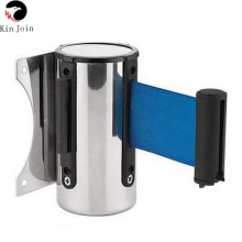 KinJoin Stainless Steel Retractable Belt Wall Mount Ribbon Barrier Tape Crowd Control Outdoor Sport Stanchion Queue 2m/3M/5m