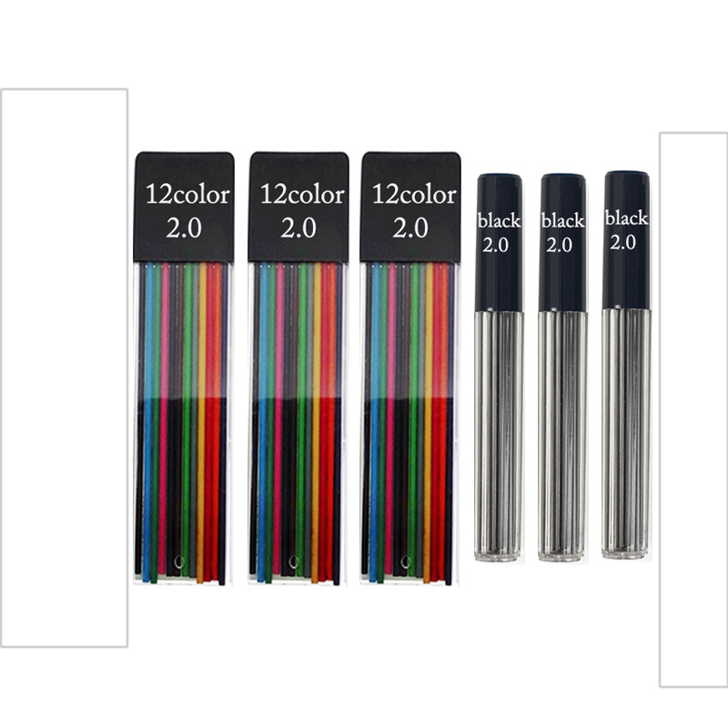 2.0 Mm Mechanical Pencil Full Metal Automatic 2mm Color Pen School Black Lead Color Refill For Painting Engineering Drawing