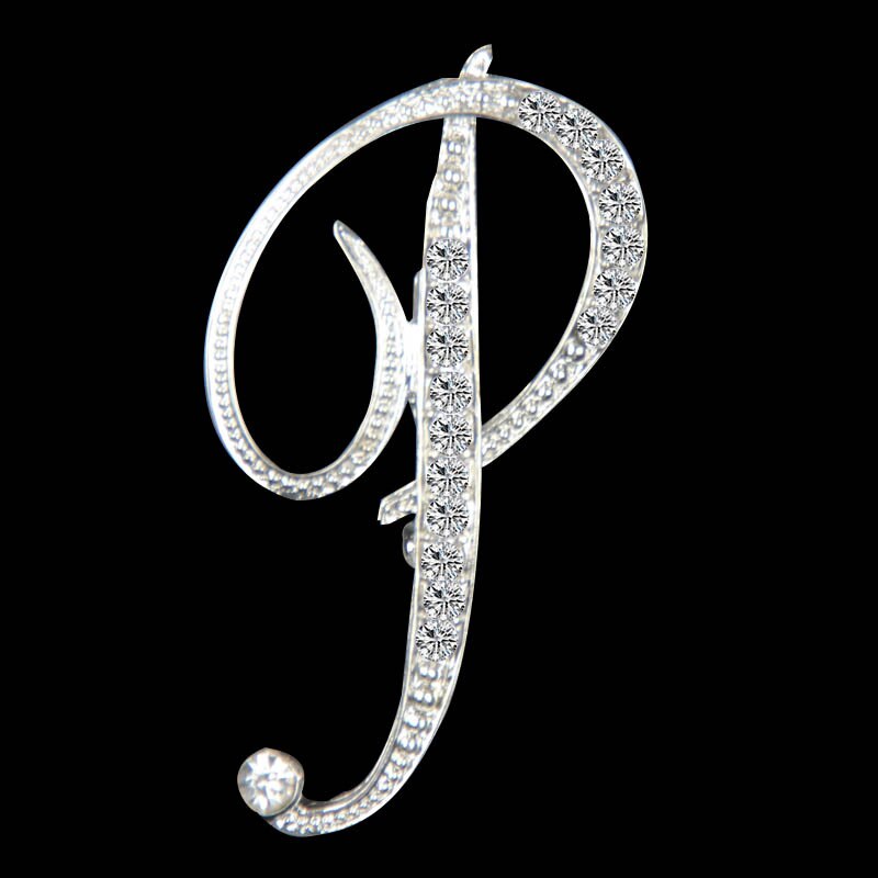 Rhinestone Crystal Broches Beginletter Broche A-S revers Spelden en Broches Clip Naam Sieraden Voor Vrouwen Mannen Wedding