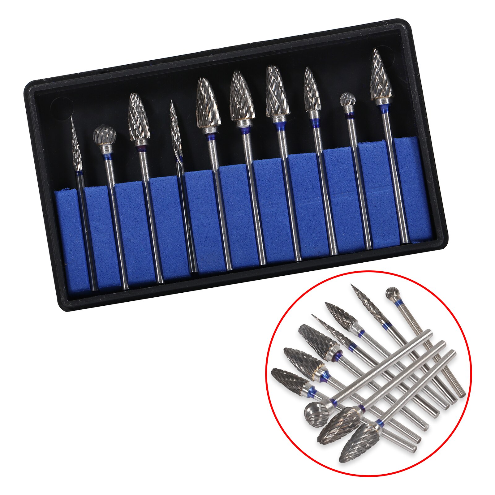 10 Sizes Dental Tungsten Carbide Steel Burs Teeth Drill 2.35mm Fit Polishing Handpiece Marathon