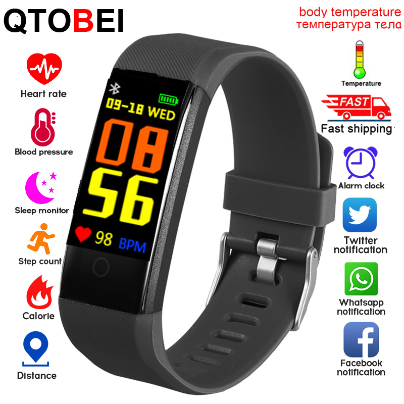 Smart Bracelet Thermometer Smartband Heart Rate Fitness Tracker Bracelet Watch WhatsApp Reminder Smart Band Bracelet Men Women