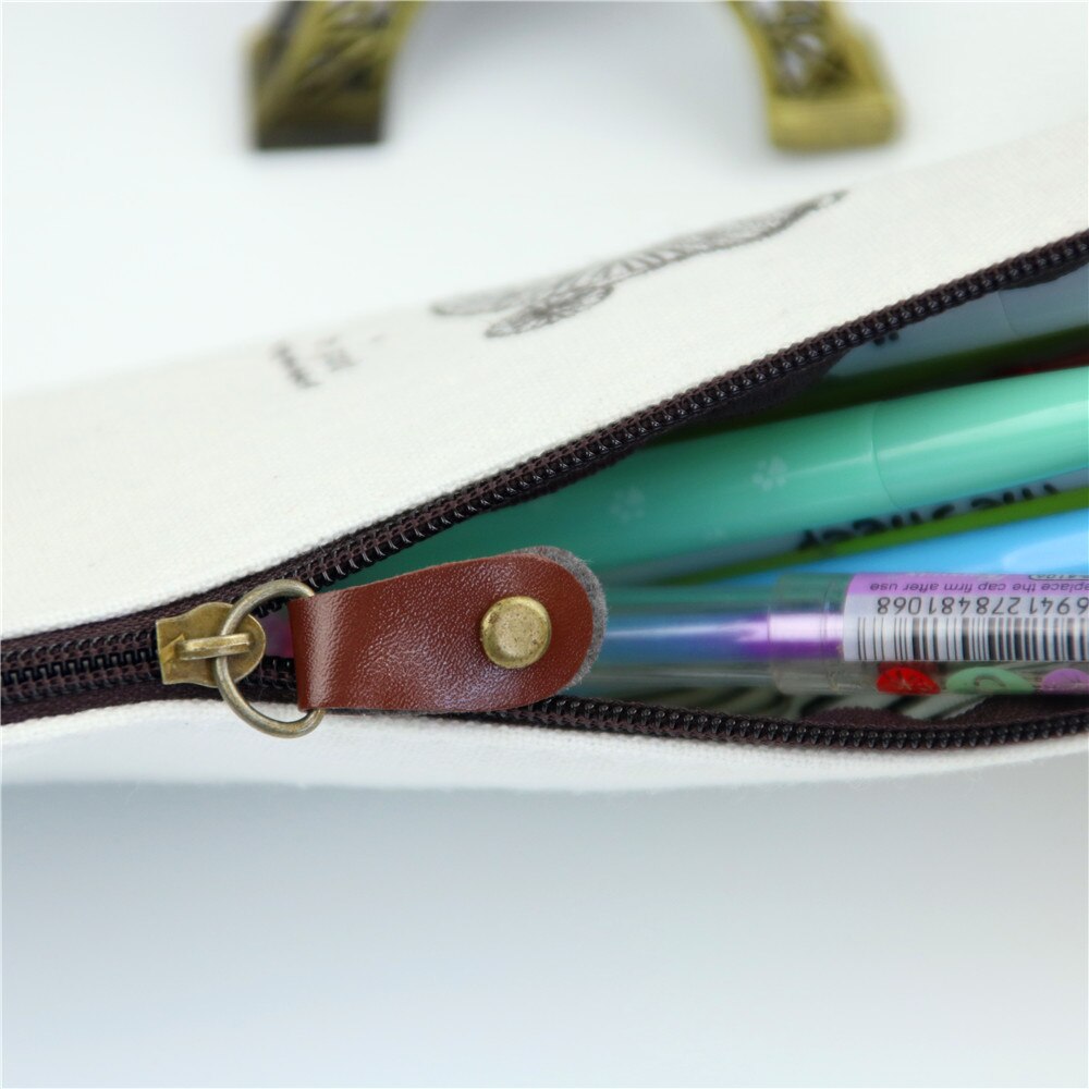 Estuche Retro de lino con torres para lápices, material de escritorio escolar, suministros de oficina, estilo de París para estudiantes, 1 unidad