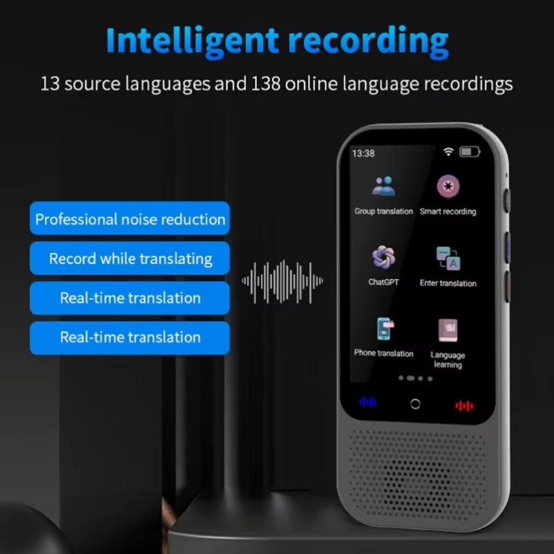 S80 Pro Intelligentes Übersetzungsgerät, 138 Sprachen, intelligente Aufzeichnung, 19 Offline-Echtzeit-Chat, GPT AI-Sprachfoto-Übersetzung