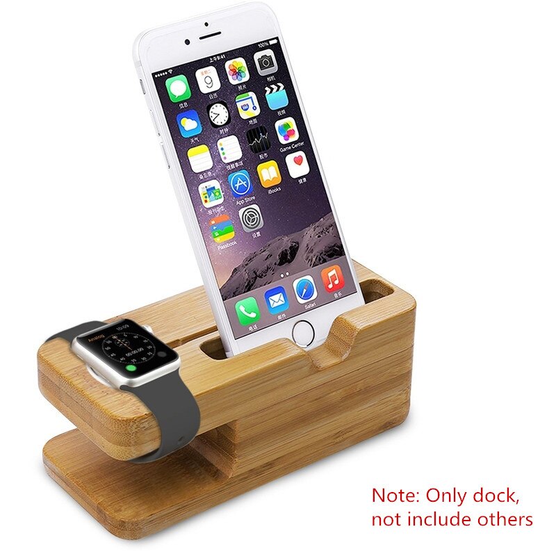 Wooden Charging Dock Station Multi-Function for Mobile Phone Holder Stand Bamboo Charger Stand Base For Apple Watch iPad iPhone: Style 2