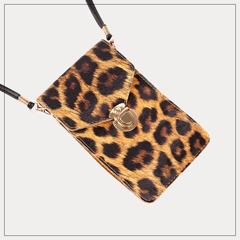 Touch Screen Mobiele Telefoon Purse Smartphone Portemonnee Lederen Schouderband Handtas Vrouwen Tas Luipaard Transparante Telefoon Bag Hots