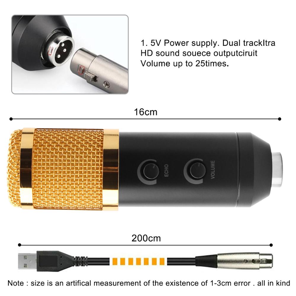 BM900 Condenser Microphone USB Wired Recording Microphone for Computer Karaoke KTV With Stand Holder