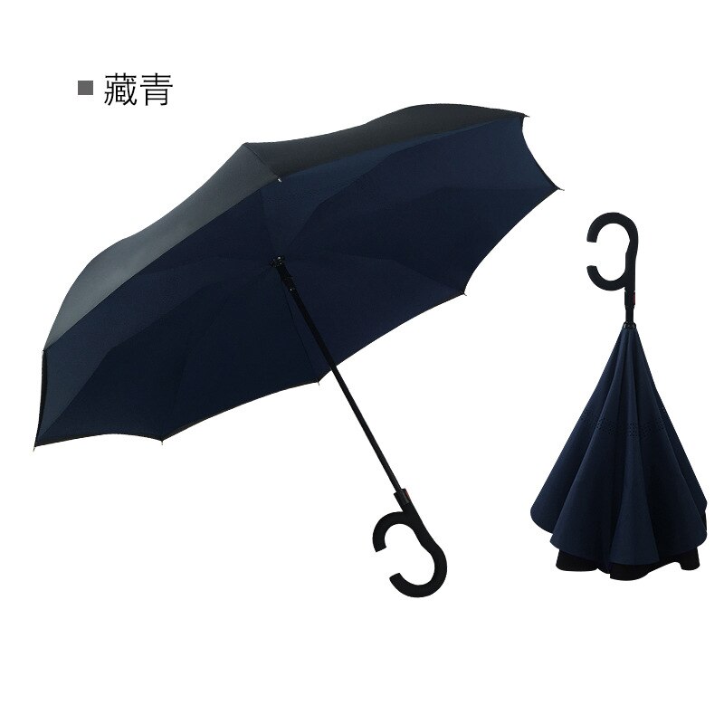 C Handvat Reverse Opvouwbare Paraplu Man Vrouwen Zon Regen Auto Semi-Automatische Paraplu Dubbele Laag Anti Uv Self Stand Parapluie: 12