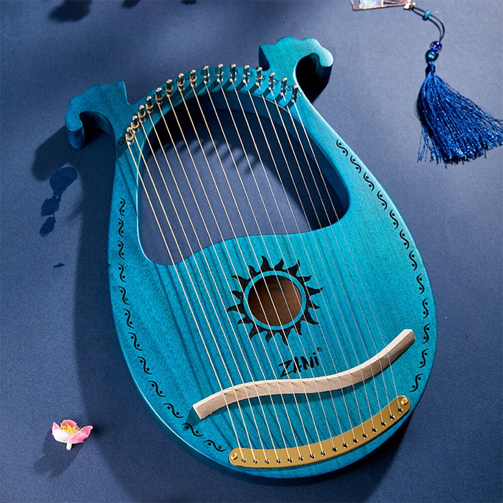 16 String Sun God Mahogany Lyre Harp With Tuning Wrench Portable Musical Instruments Profesional