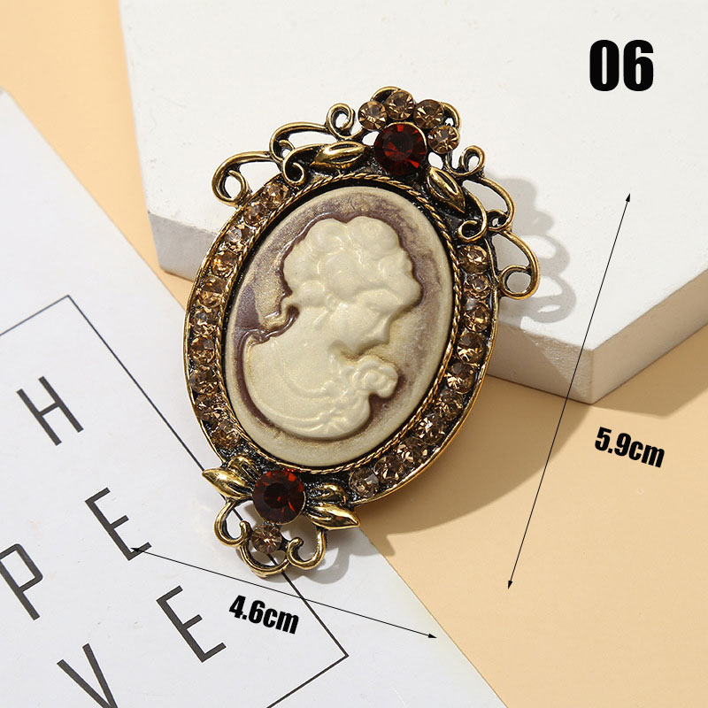 1 kpl vintage cameo rintakoru naisten kuningattaren pää muotokuva rintakoru antiikkiin #39: 6