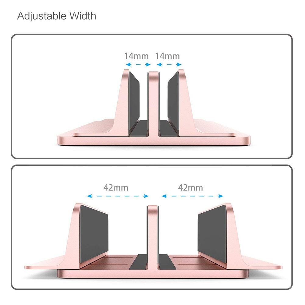 Double Vertical Laptop Stand Aluminium Portable Adjustable Desktop Notebook Mount Support Holder For Laptops Under 17.3 Inch